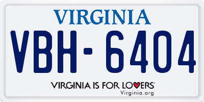 VA license plate VBH6404