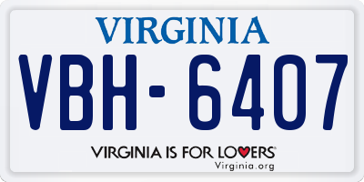 VA license plate VBH6407