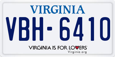 VA license plate VBH6410