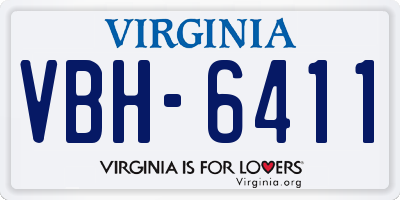 VA license plate VBH6411