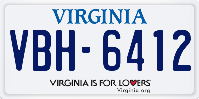 VA license plate VBH6412