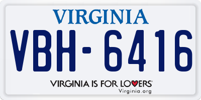 VA license plate VBH6416
