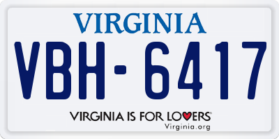 VA license plate VBH6417
