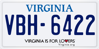 VA license plate VBH6422