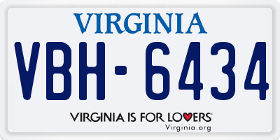 VA license plate VBH6434