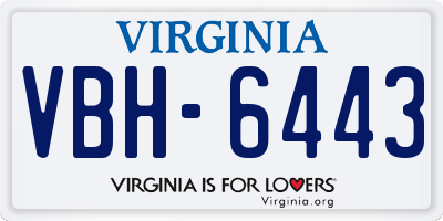 VA license plate VBH6443