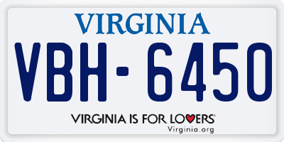 VA license plate VBH6450