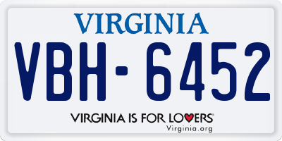 VA license plate VBH6452