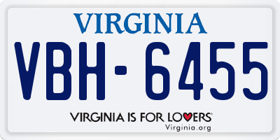 VA license plate VBH6455