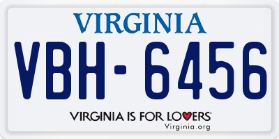 VA license plate VBH6456