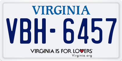 VA license plate VBH6457