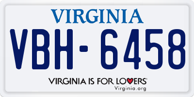 VA license plate VBH6458