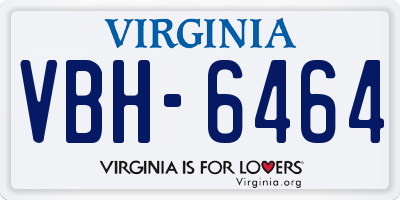 VA license plate VBH6464