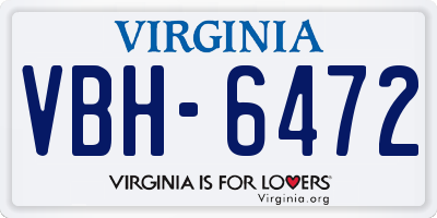 VA license plate VBH6472