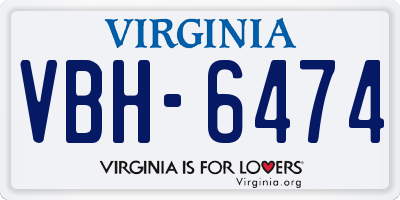 VA license plate VBH6474