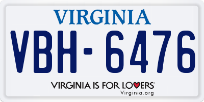 VA license plate VBH6476