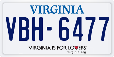 VA license plate VBH6477