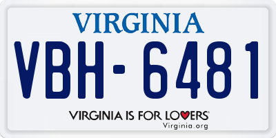 VA license plate VBH6481