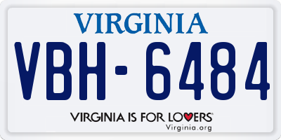 VA license plate VBH6484