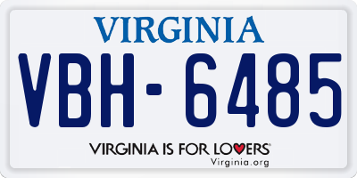 VA license plate VBH6485