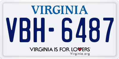 VA license plate VBH6487