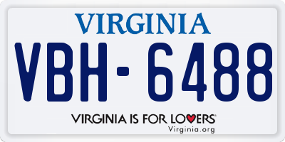 VA license plate VBH6488