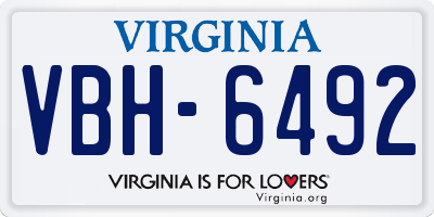 VA license plate VBH6492