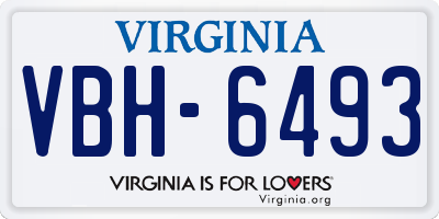 VA license plate VBH6493