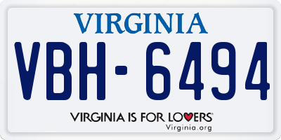 VA license plate VBH6494