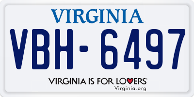 VA license plate VBH6497