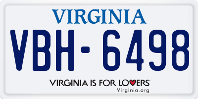 VA license plate VBH6498
