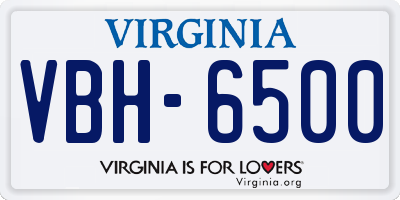 VA license plate VBH6500