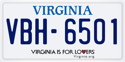 VA license plate VBH6501