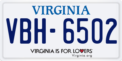 VA license plate VBH6502