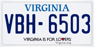 VA license plate VBH6503