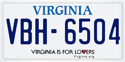 VA license plate VBH6504
