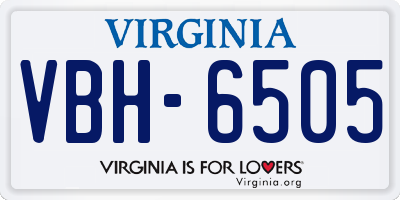 VA license plate VBH6505