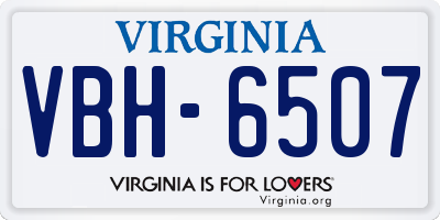 VA license plate VBH6507