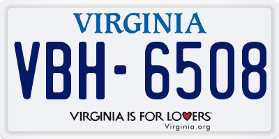 VA license plate VBH6508