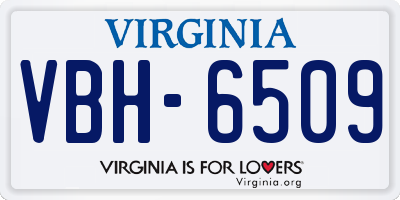 VA license plate VBH6509