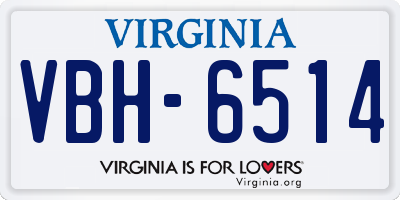 VA license plate VBH6514