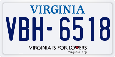 VA license plate VBH6518