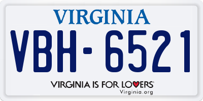VA license plate VBH6521