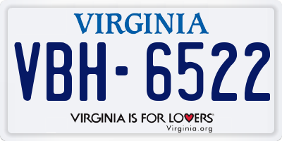 VA license plate VBH6522