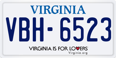 VA license plate VBH6523