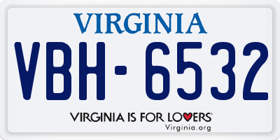 VA license plate VBH6532