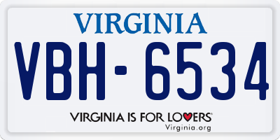VA license plate VBH6534