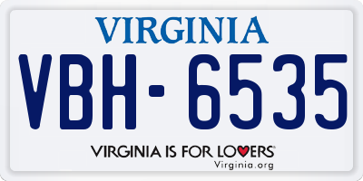 VA license plate VBH6535