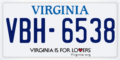 VA license plate VBH6538