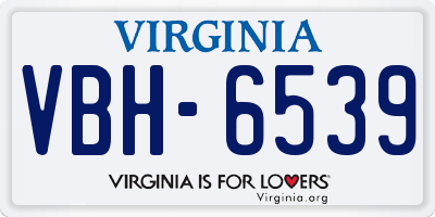 VA license plate VBH6539